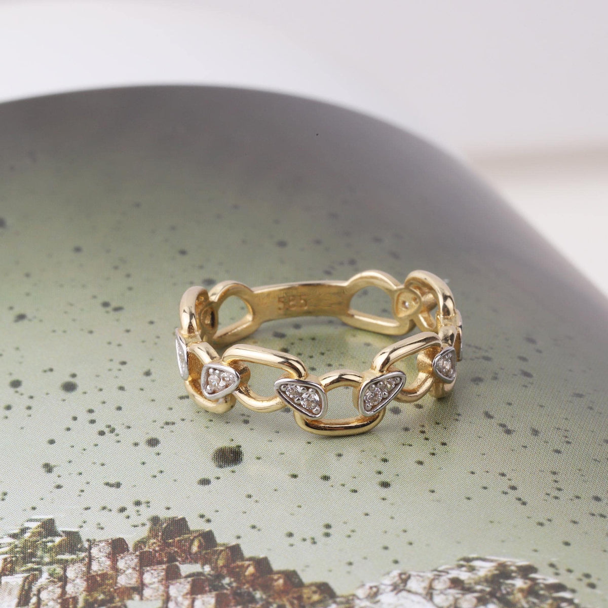14K Gold Chain Ring, Chain Link Ring, Thick Chain Curb Ring, Bold Chain Ring, Solid Gold Stacking Ring, Layering Minimalist Chain Link
