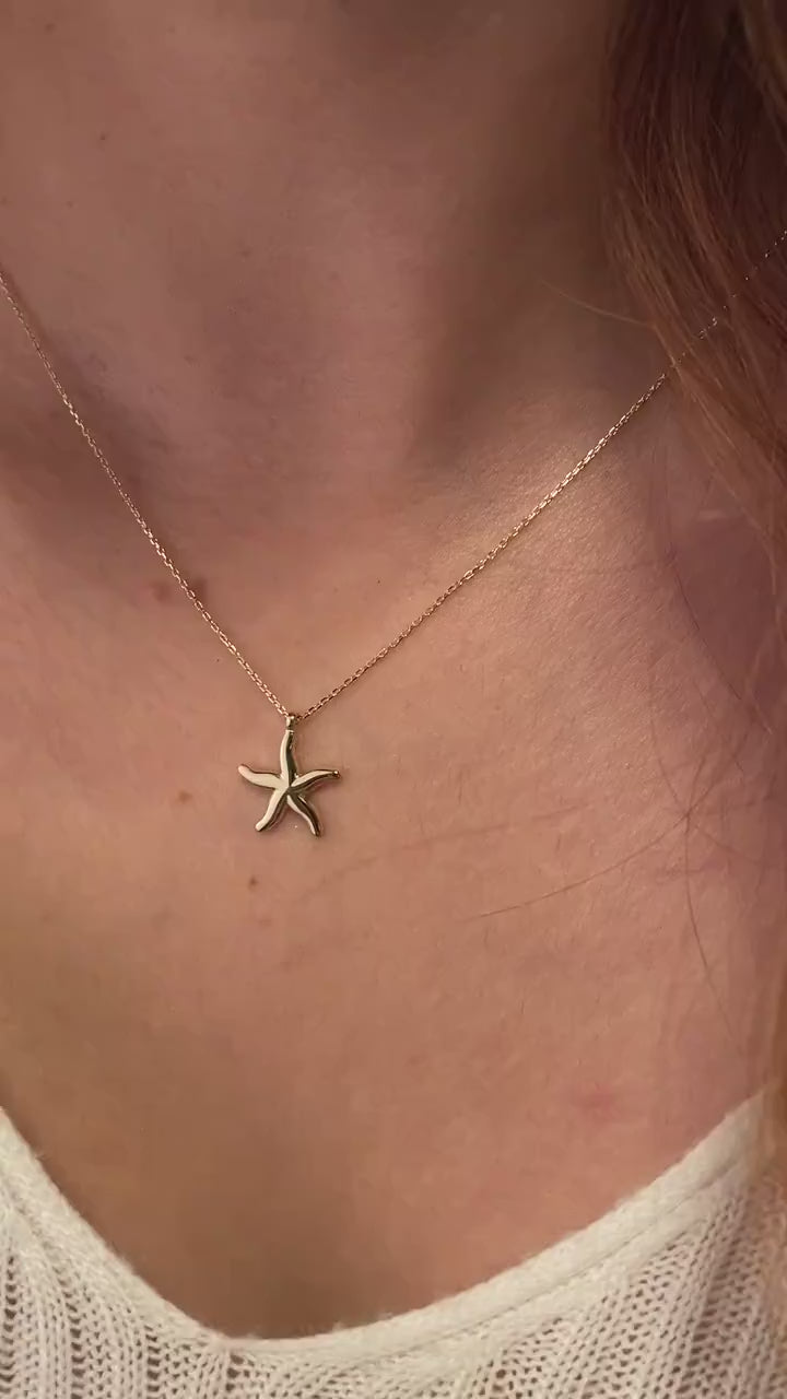 14K Gold Star Necklace, Pole Star Necklace