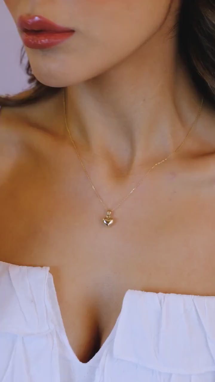 14K Gold Heart Necklace, Small Heart Necklace